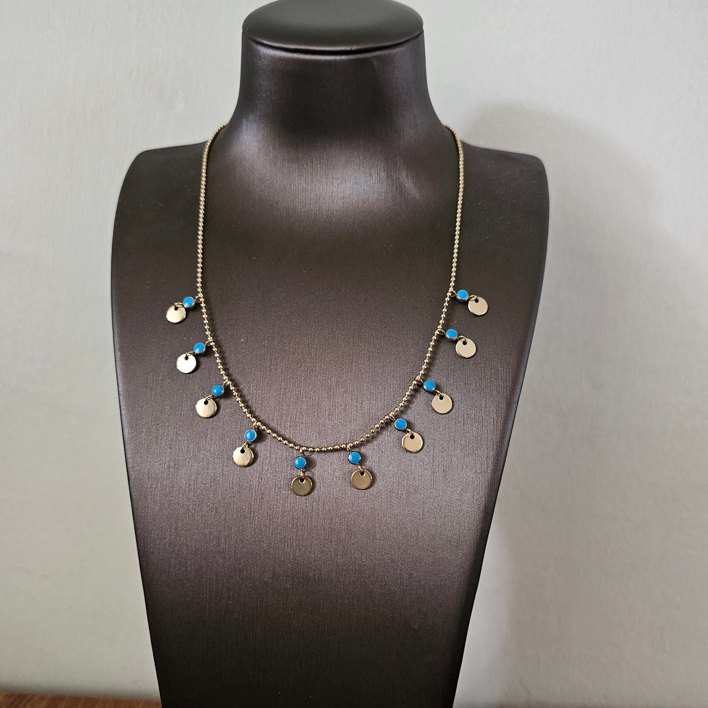 Circle Charms Blue Necklace