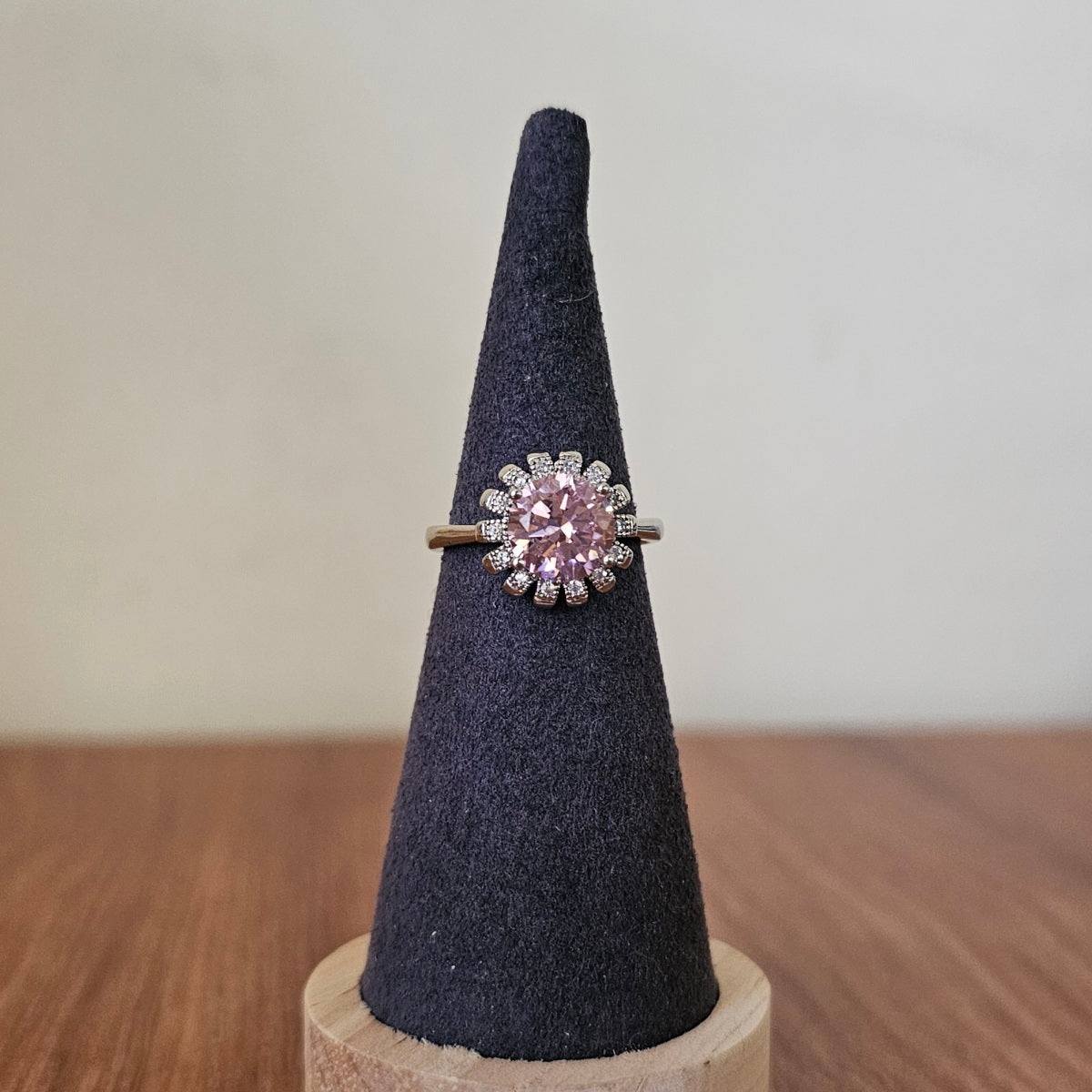Gem Ring - Pink on Silver