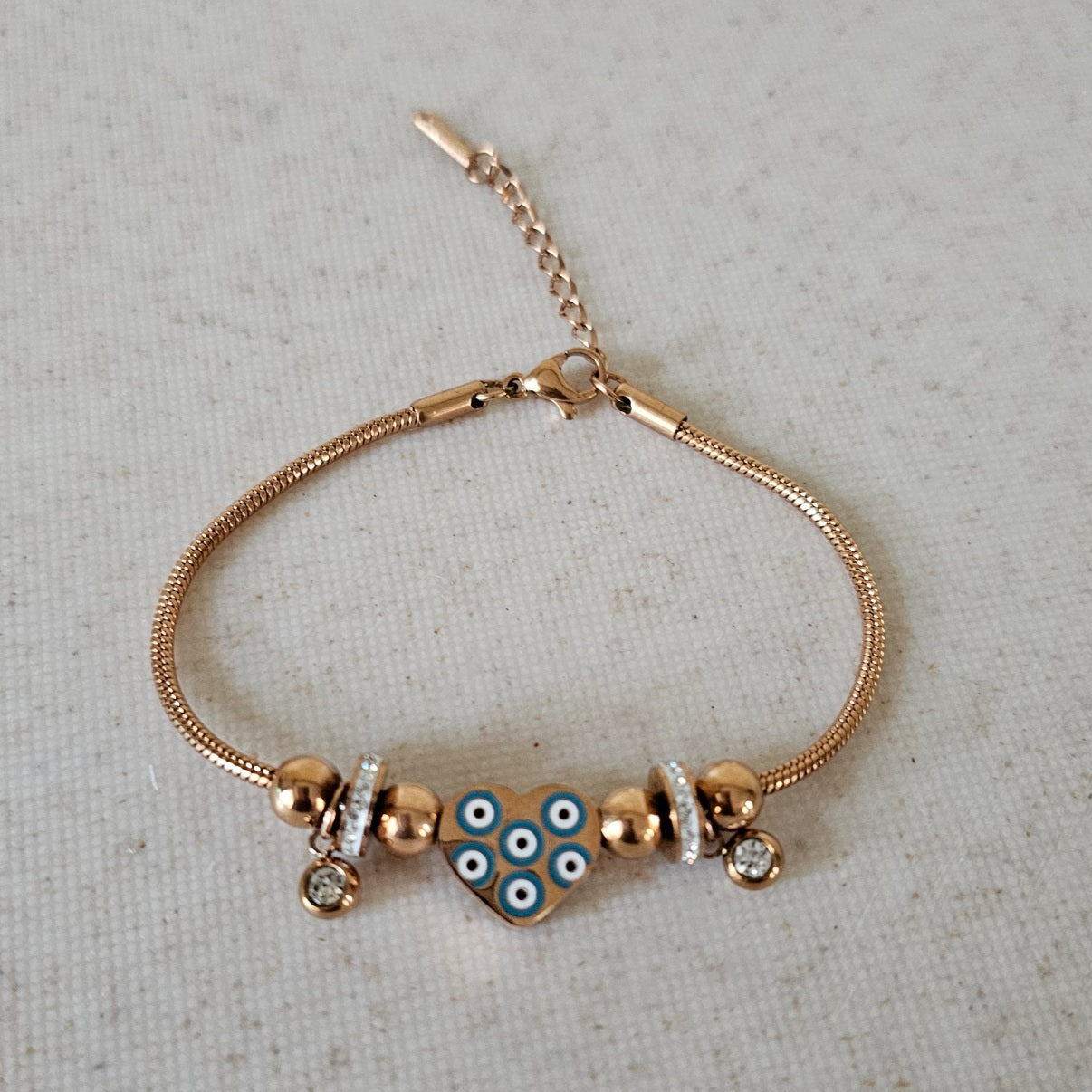 Rose Gold Heart Charm Bracelet