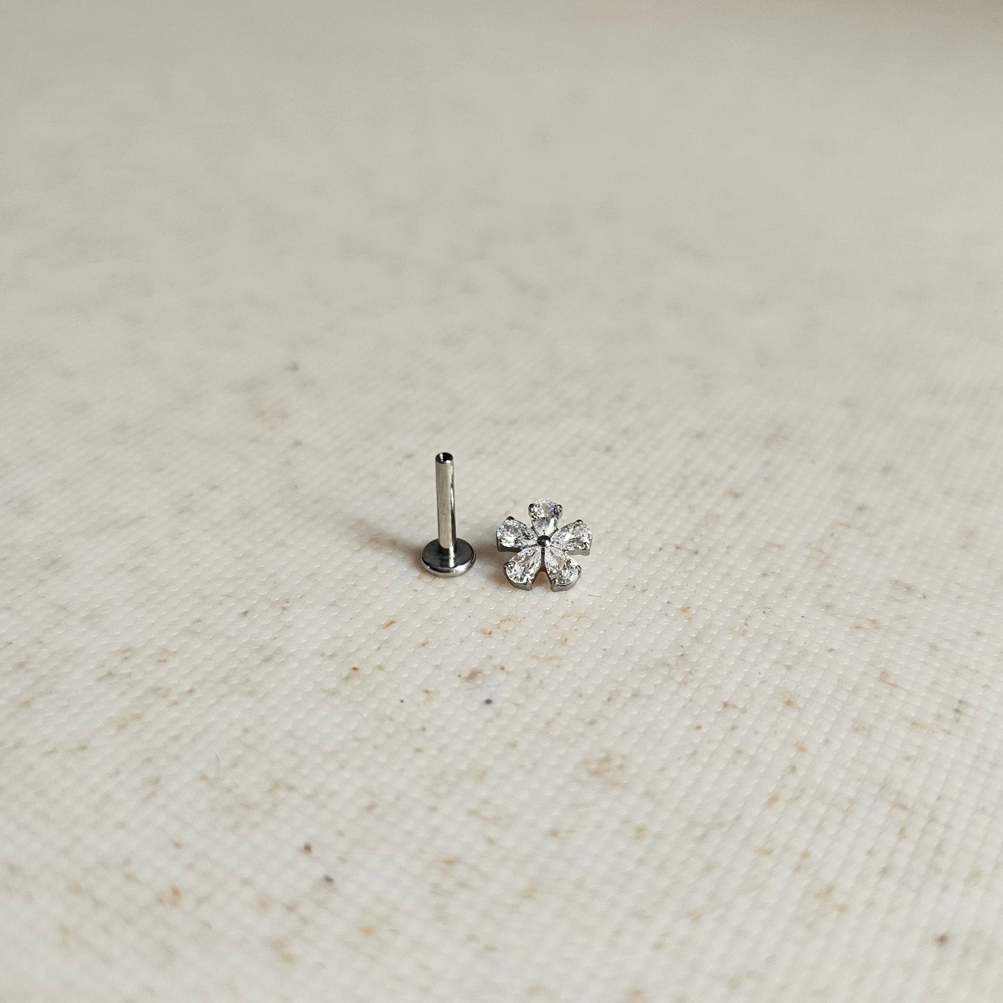 Silver Flower Flat Back Stud (each)