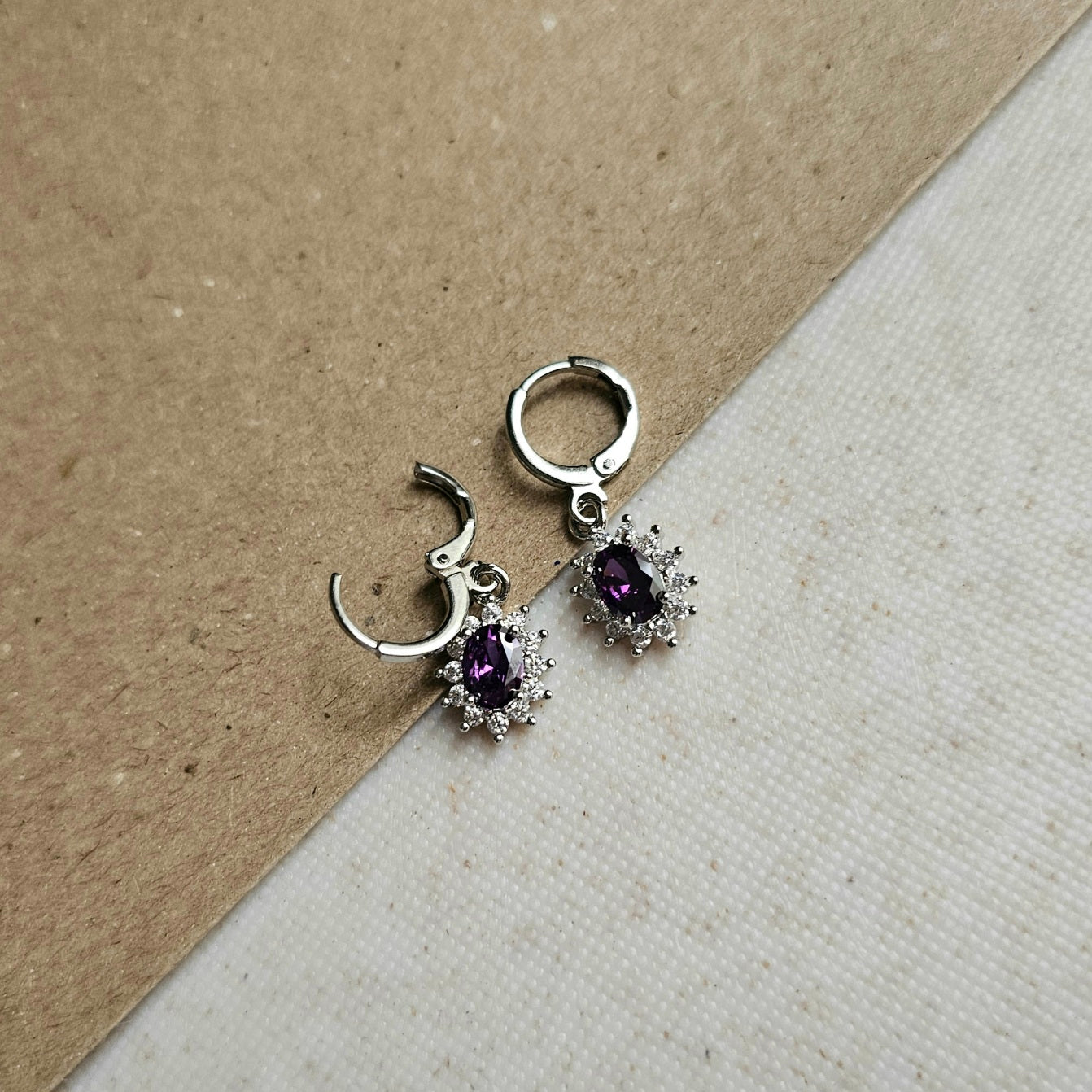 Silver Oval Drops Purple