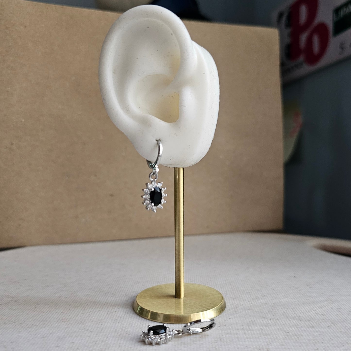 Silver Oval Drops Black