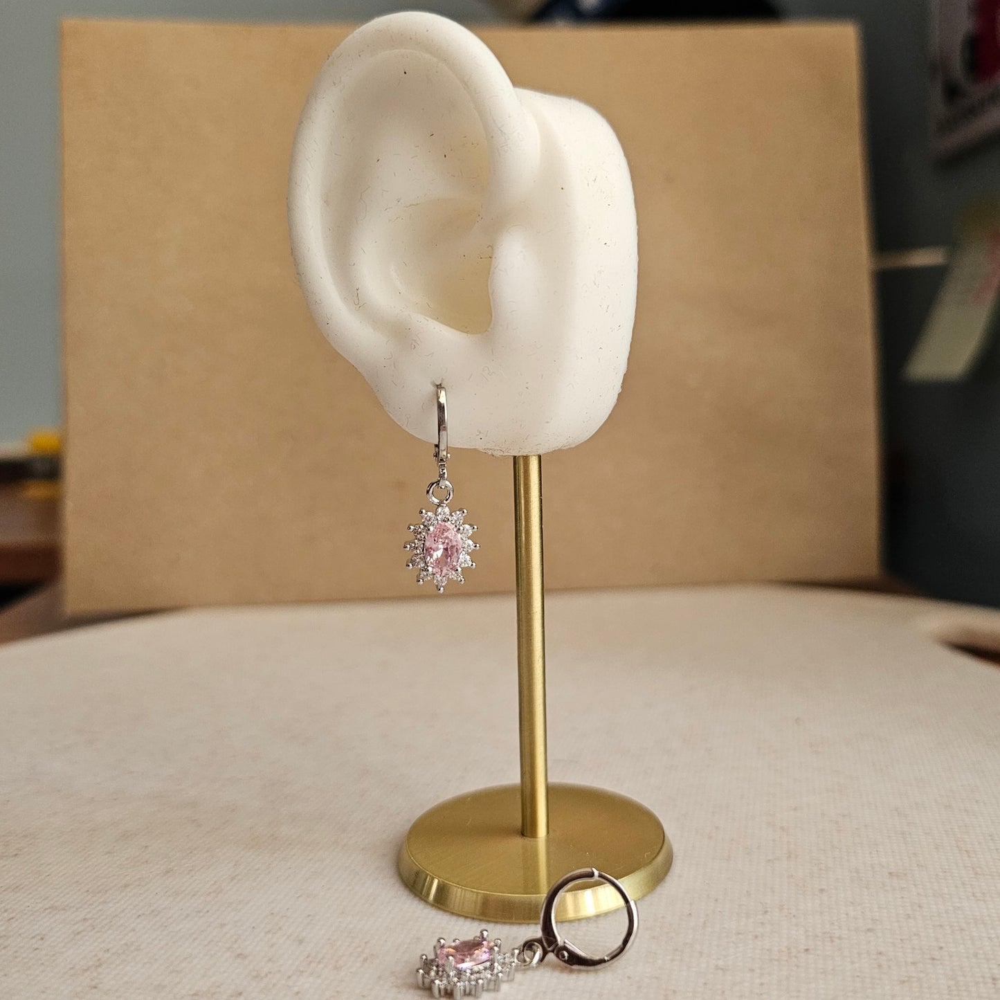 Silver Oval Drops Pink