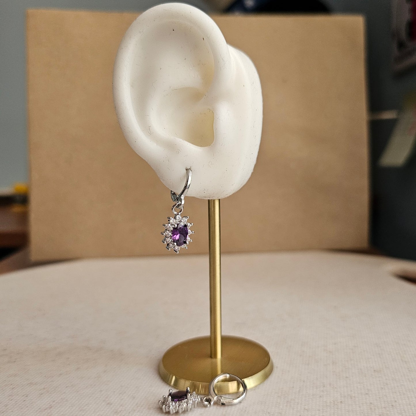 Silver Oval Drops Purple