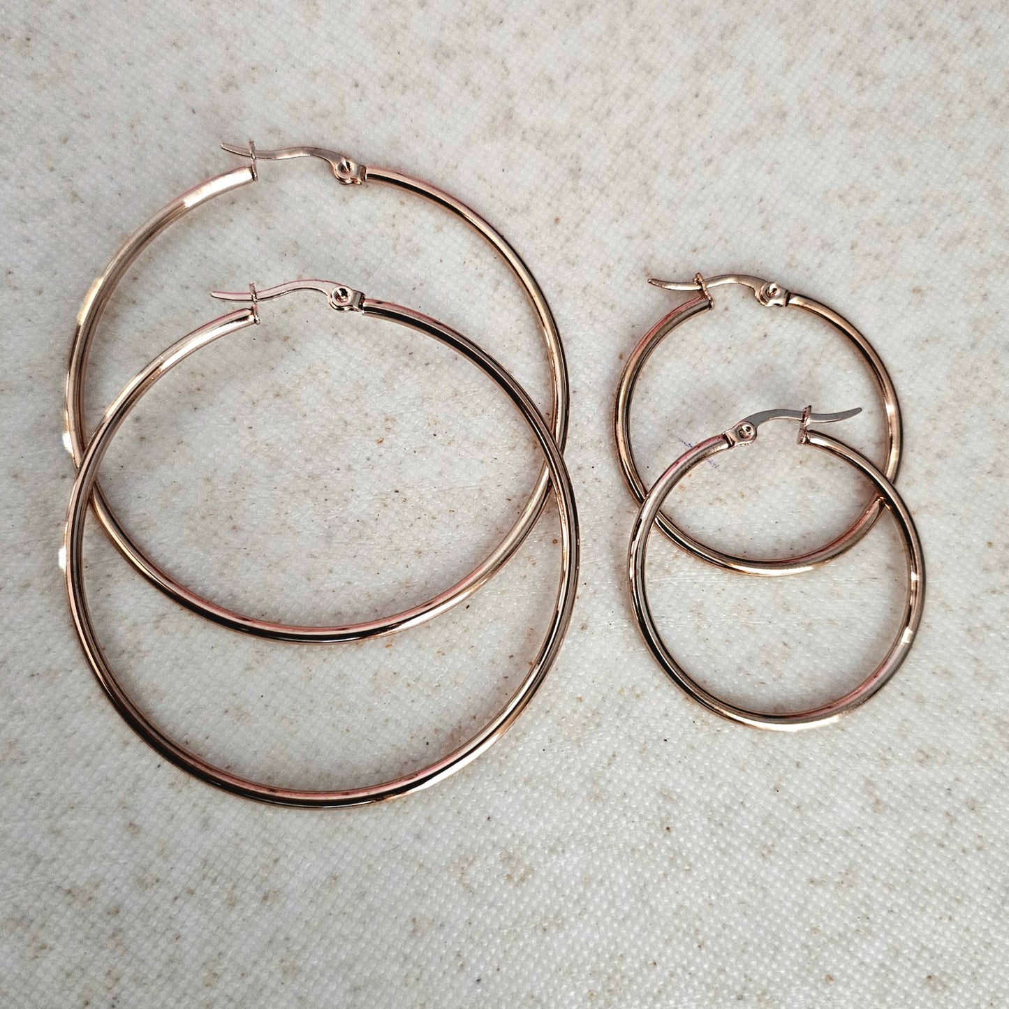 Plain Hoops with Clasp - Rose Gold