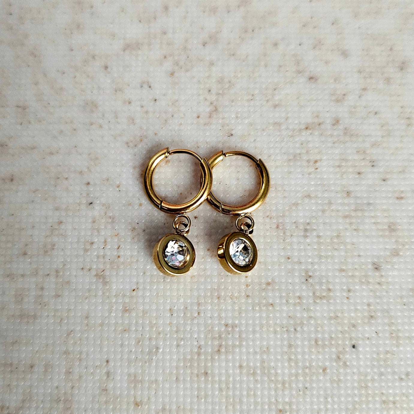 Sparkle Charm Huggy Hoops Gold