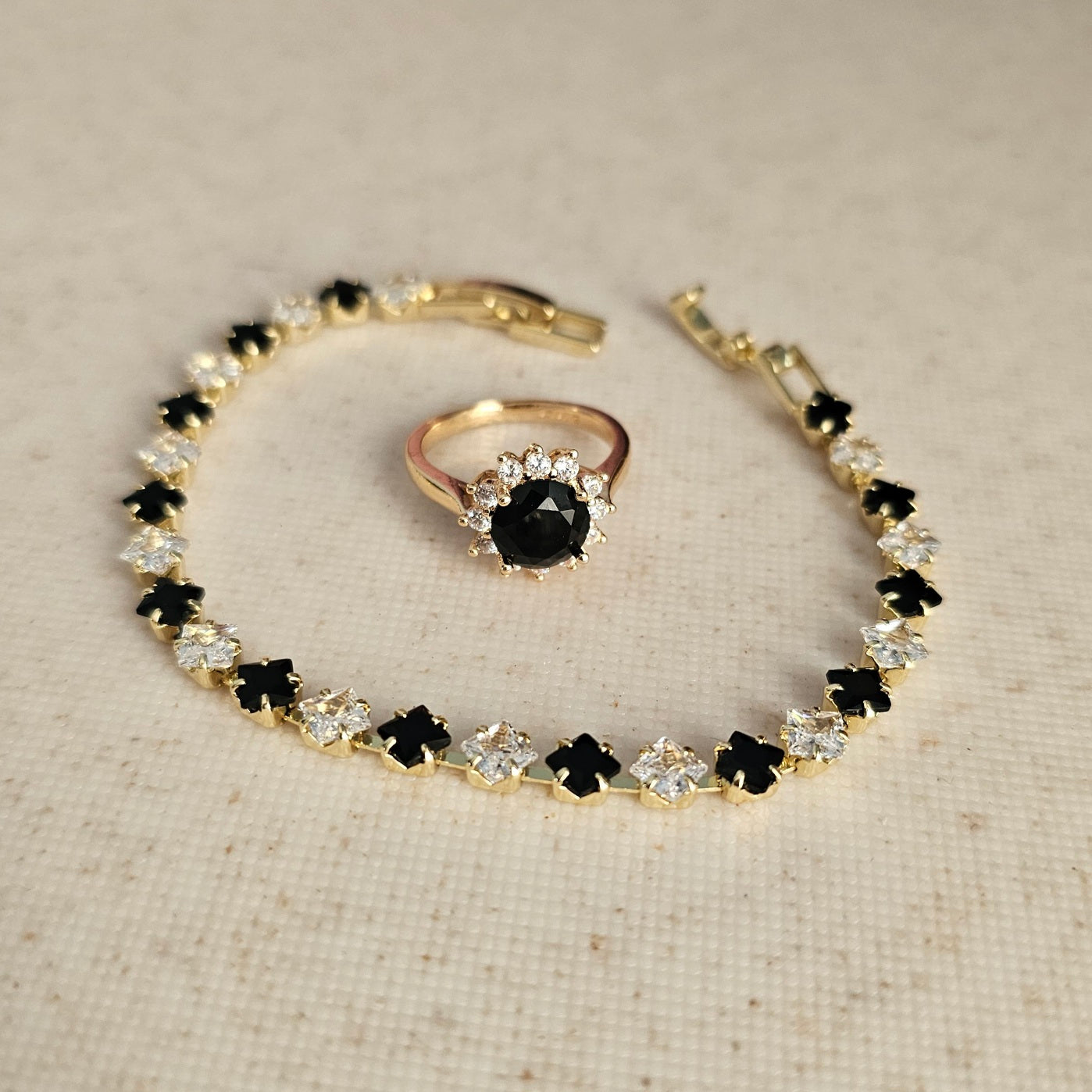 Black Bracelet + Ring Set