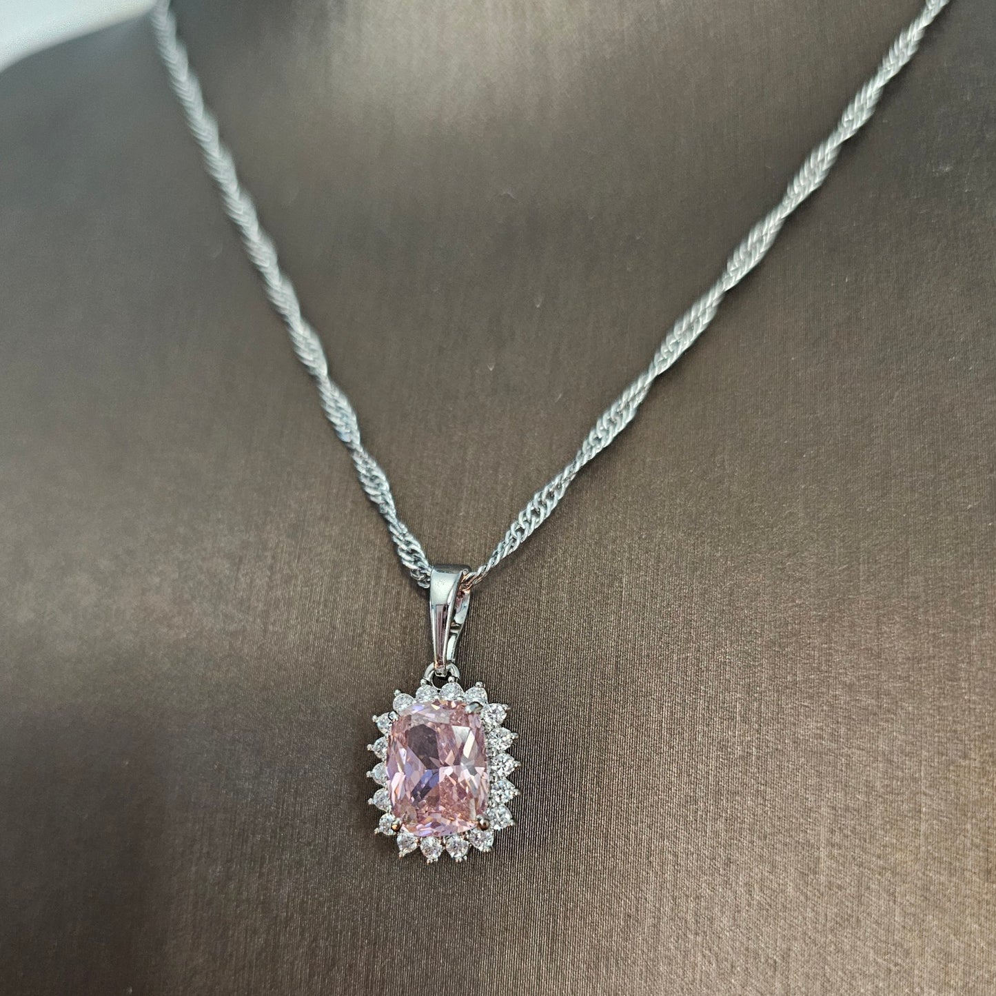 Silver Pink Necklace