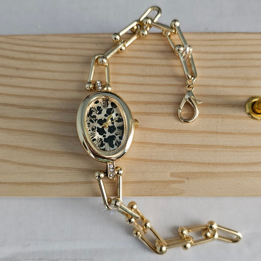 Chain Link Watch - Animal Print