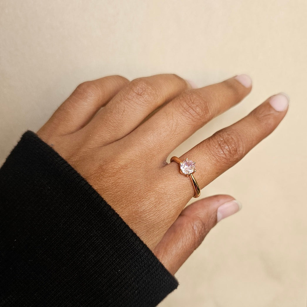 Simple Gem Ring - Pink