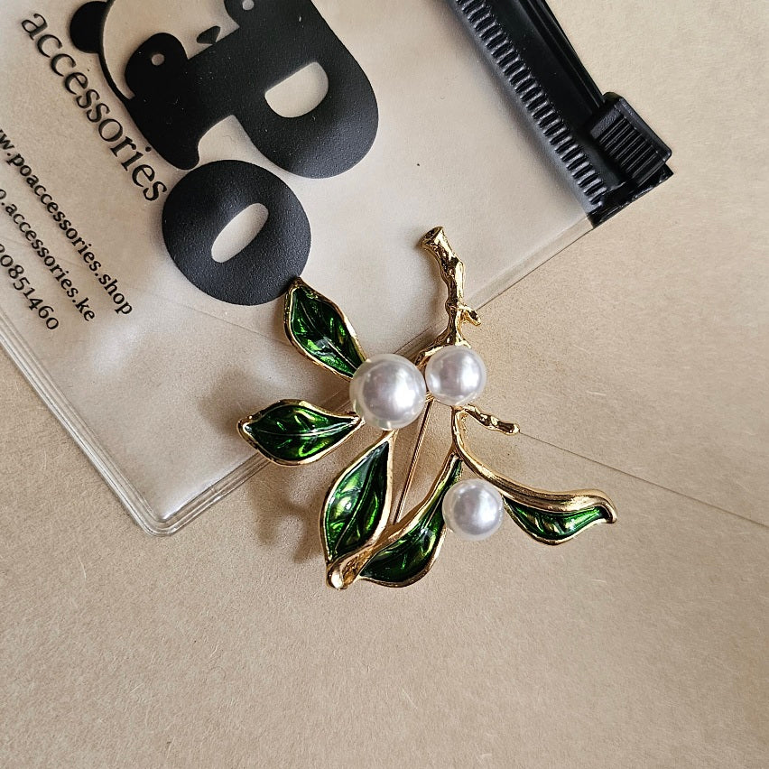 Pearl Leaf Brooch