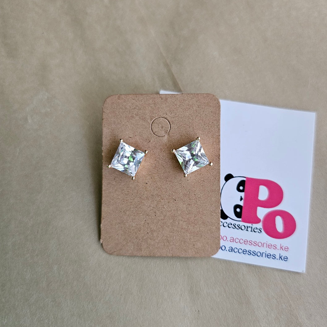 Clear Square Studs - Medium