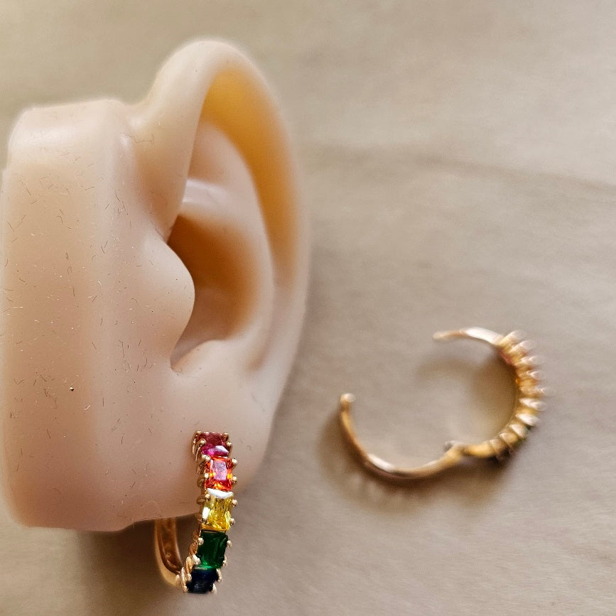 Rainbow Stone Hoops