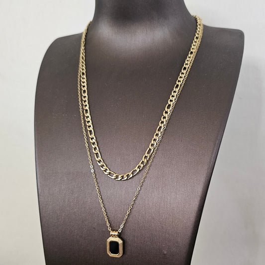 Black Pendant Layered Necklace