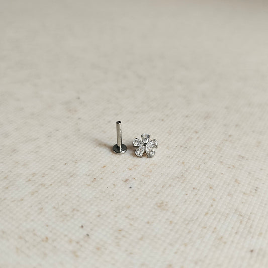 Silver Flower Flat Back Stud (each)