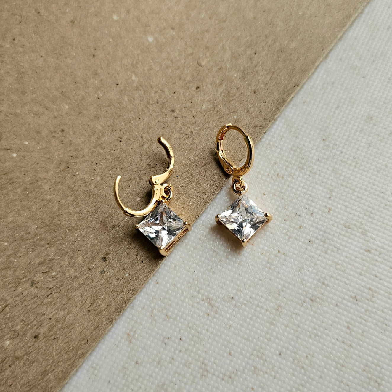 Clear Square Drop Earrings