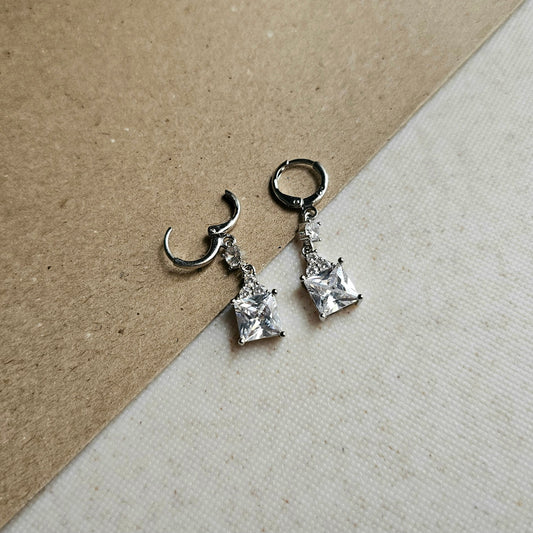 Silver Square Drops Clear
