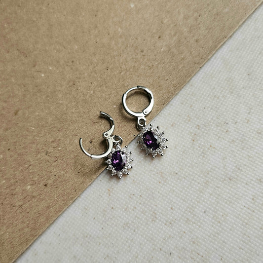 Silver Oval Drops Purple