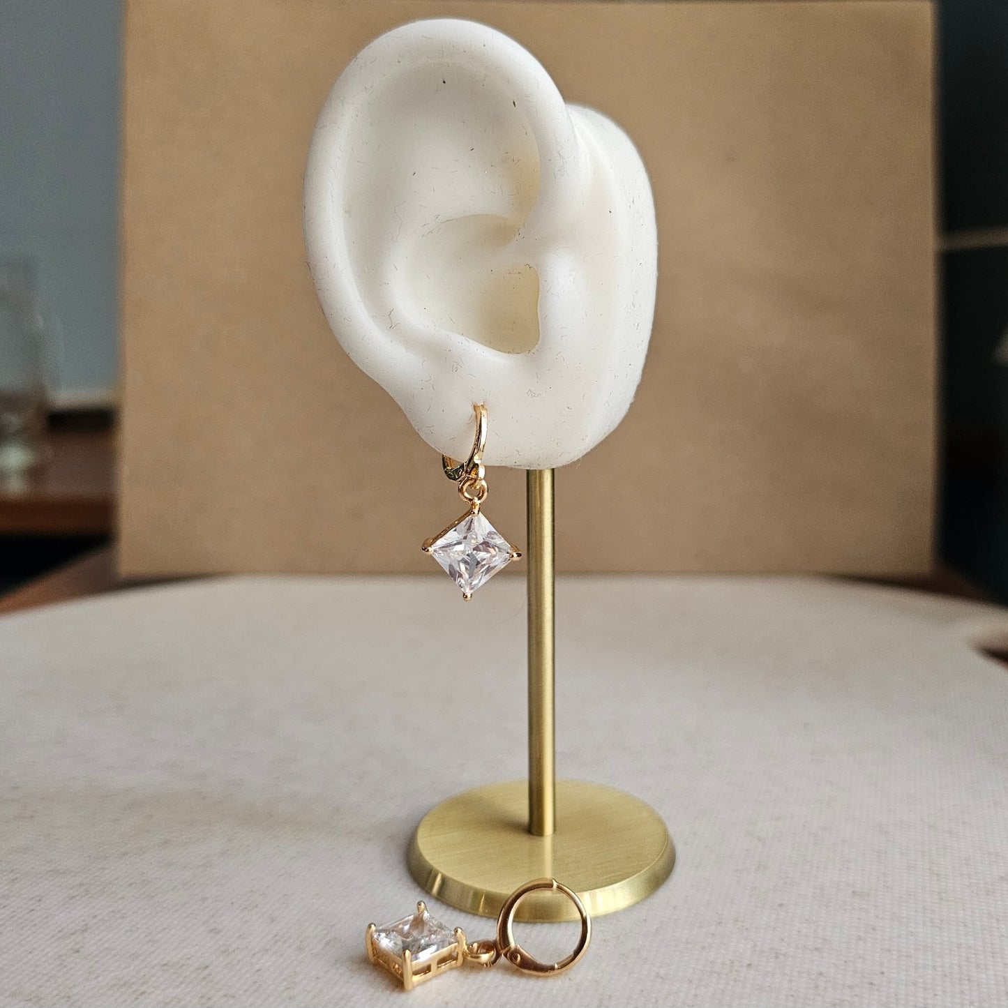 Clear Square Drop Earrings