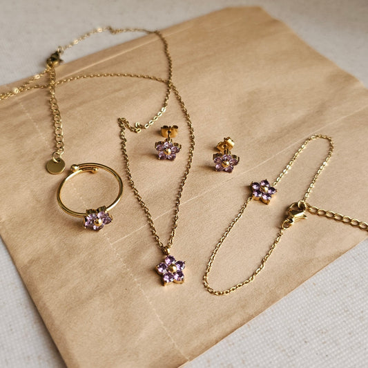 Dainty Flower Combo Set - Purple