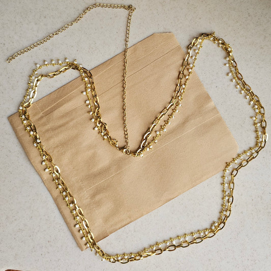Double Layered White Beaded Waist Chain