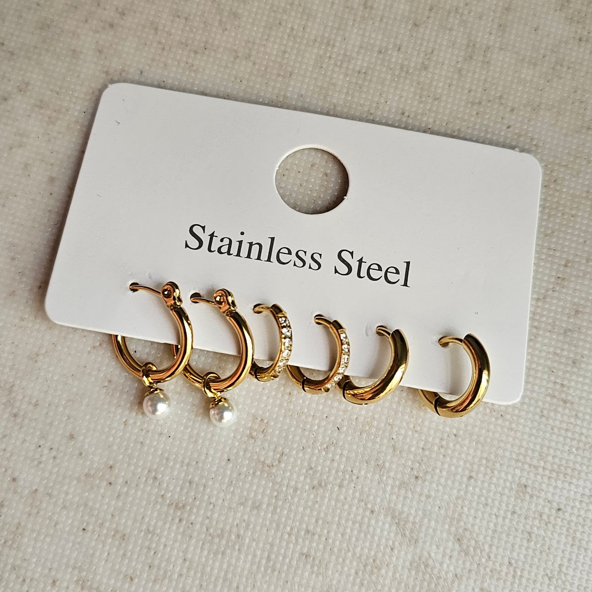 Pearl and White Earrings Set