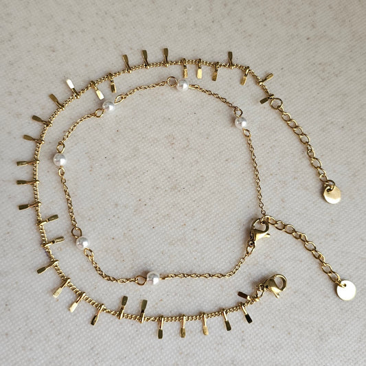 Pearl Anklet Set of 2