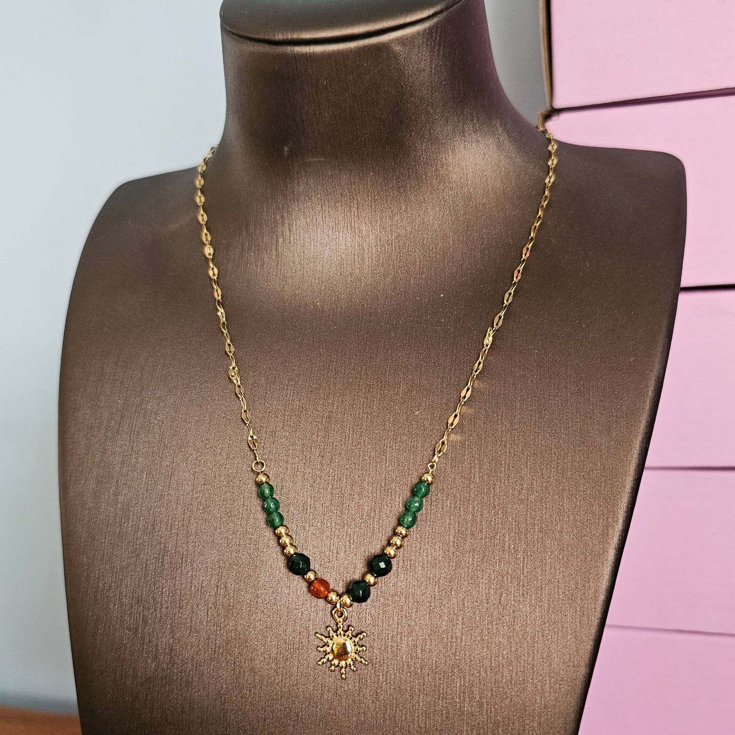 Green Bead Stone Necklace