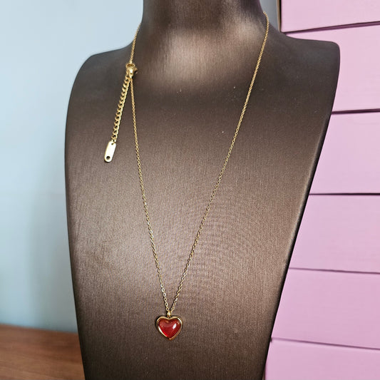 Red Agate Heart Necklace