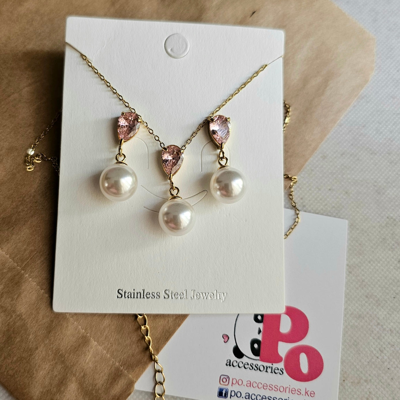 Pink Drop Pearl Set