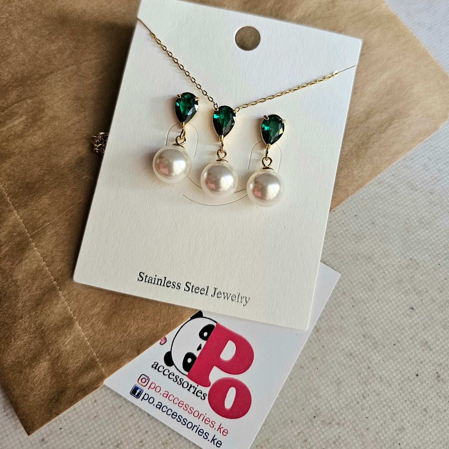 Green Drop Pearl Set