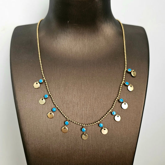 Circle Charms Blue Necklace