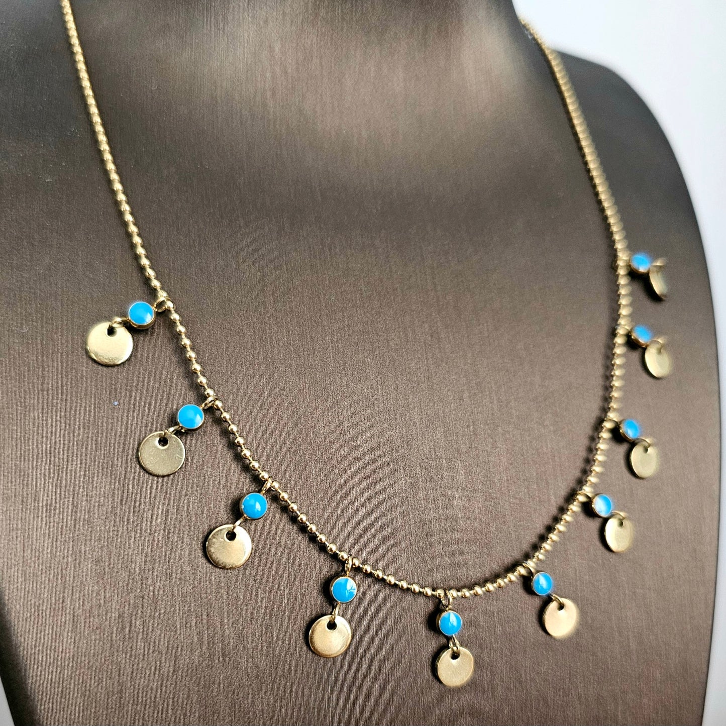 Circle Charms Blue Necklace