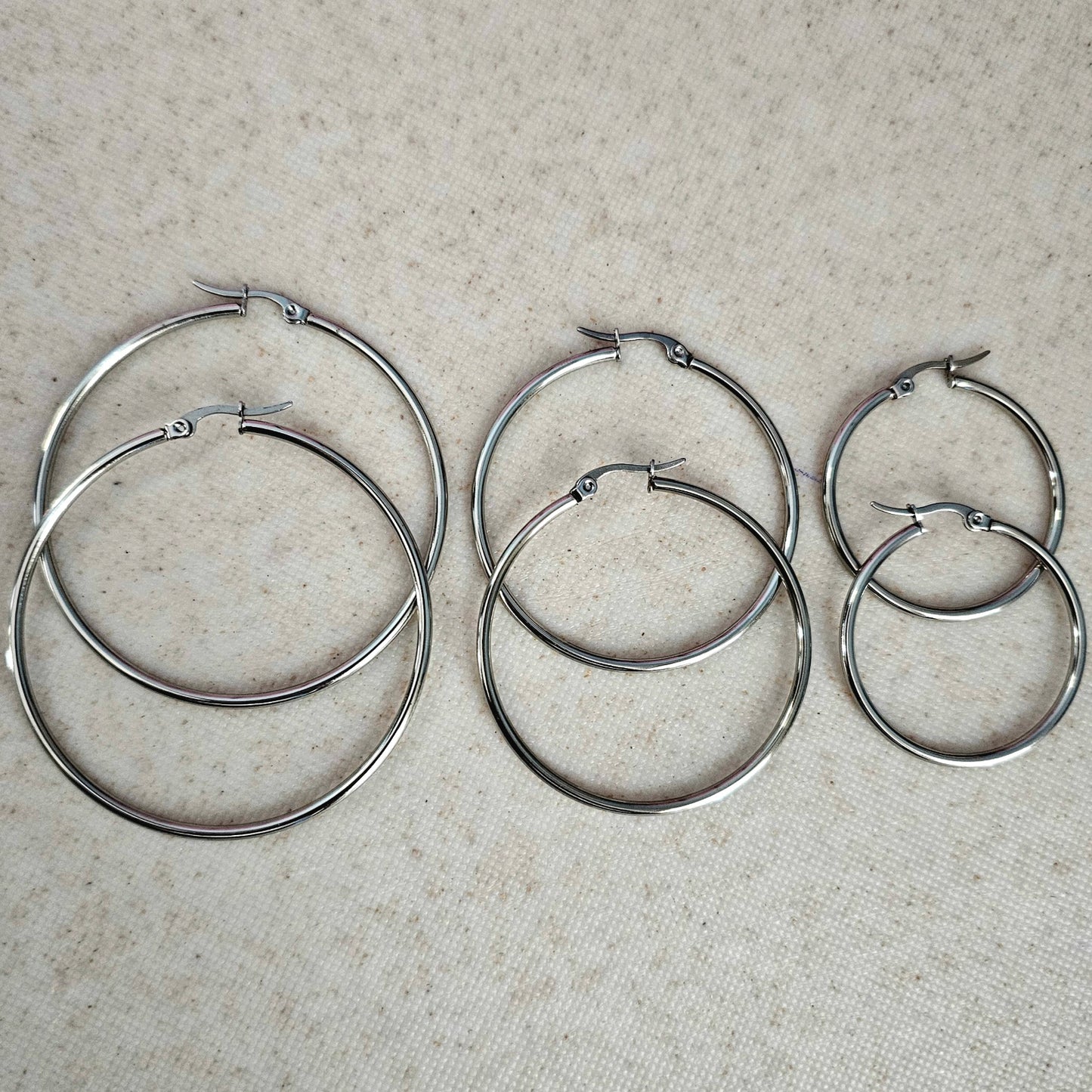 Plain Hoops with Clasp - Silver