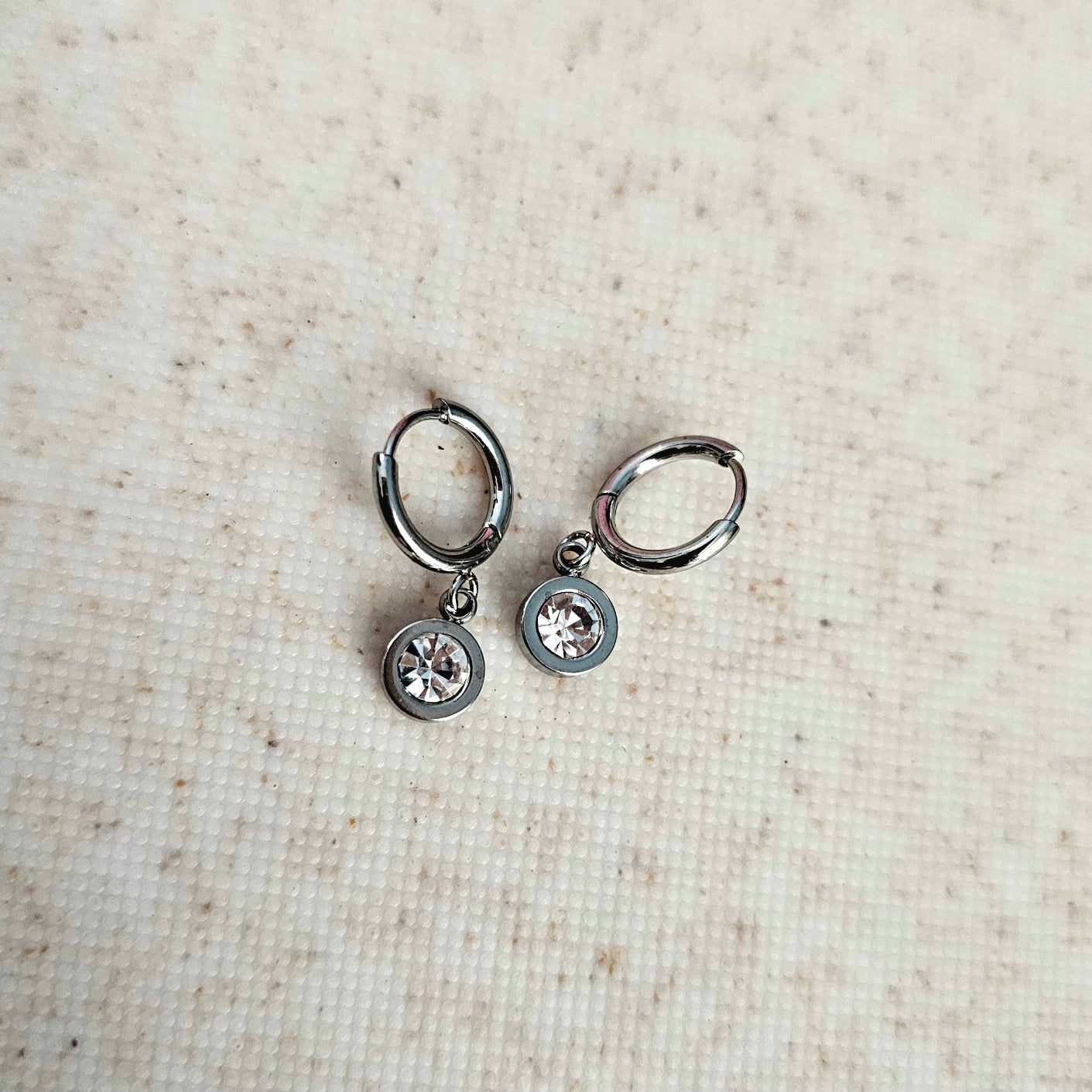 Sparkle Charm Huggy Hoops Silver