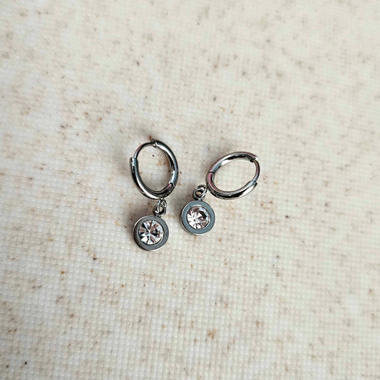 Sparkle Charm Huggy Hoops Silver