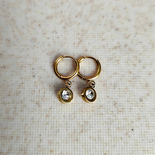 Sparkle Charm Huggy Hoops Gold