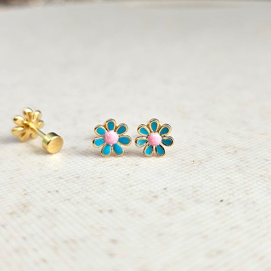 Daisy Baby Studs - Turquoise Blue