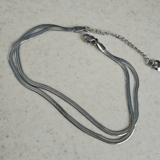Simple Layered Anklet Silver