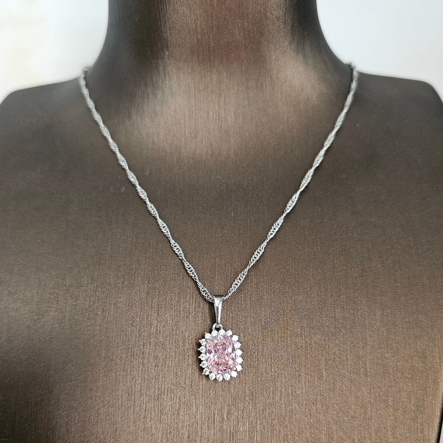 Silver Pink Necklace