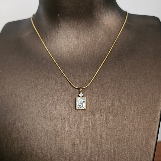 Square Pendant Necklace Clear