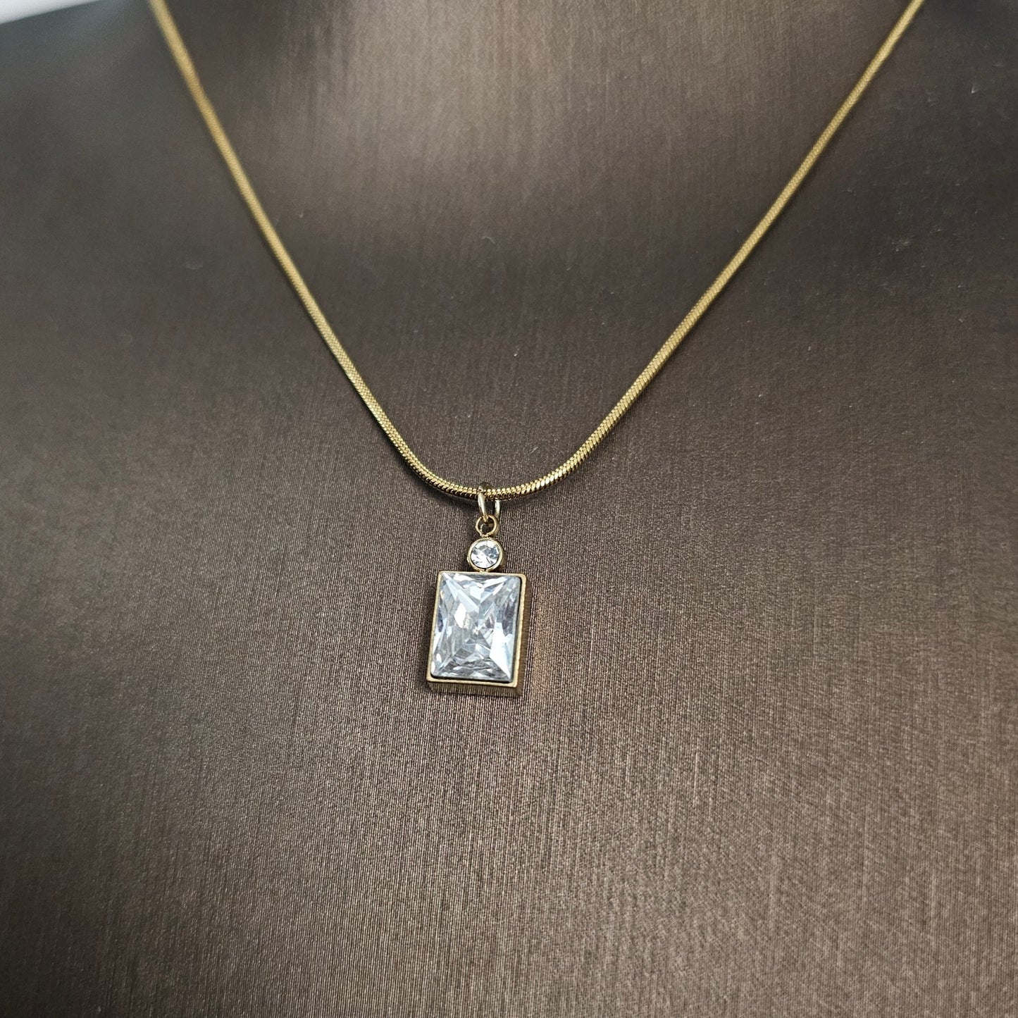 Square Pendant Necklace Clear