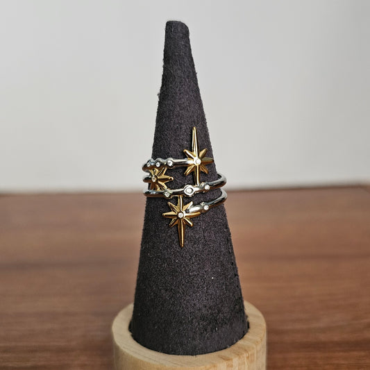 8 Point Star Ring (two tone)