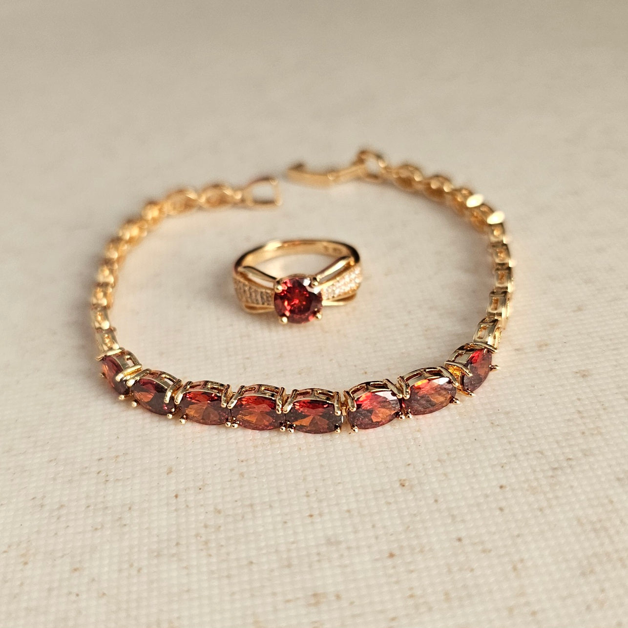 Red Bracelet + Ring Set