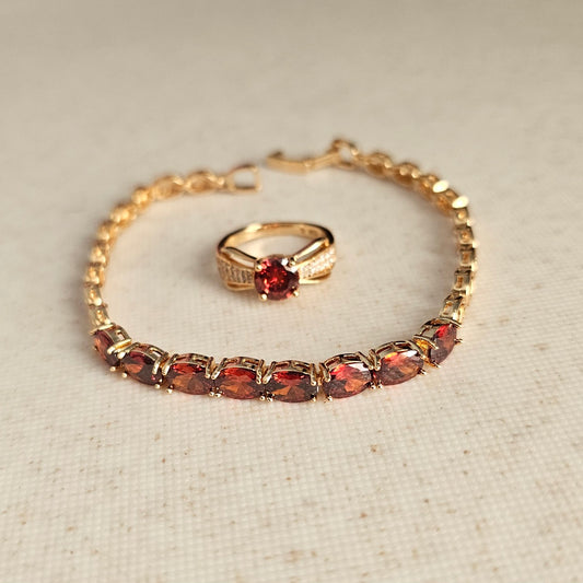Red Bracelet + Ring Set