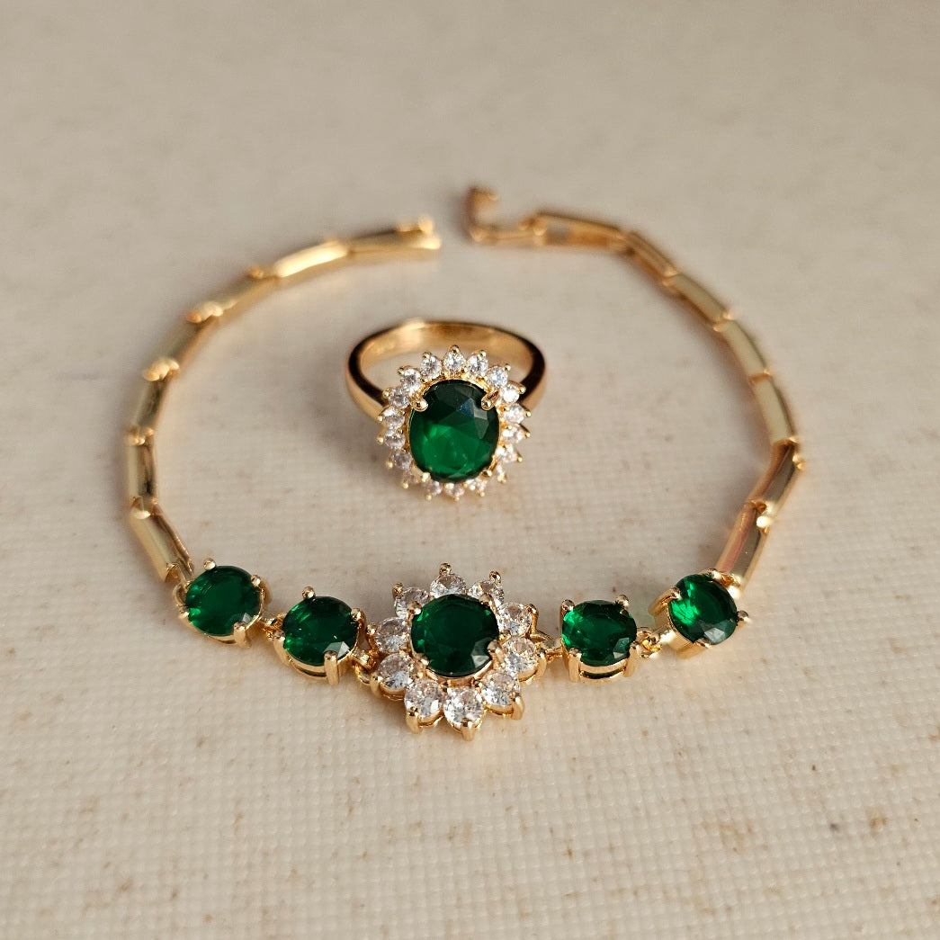 Green Bracelet + Ring Set