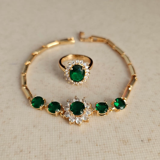 Green Bracelet + Ring Set