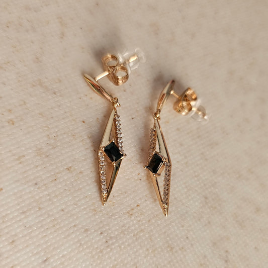 Elite Earrings Black on Gold