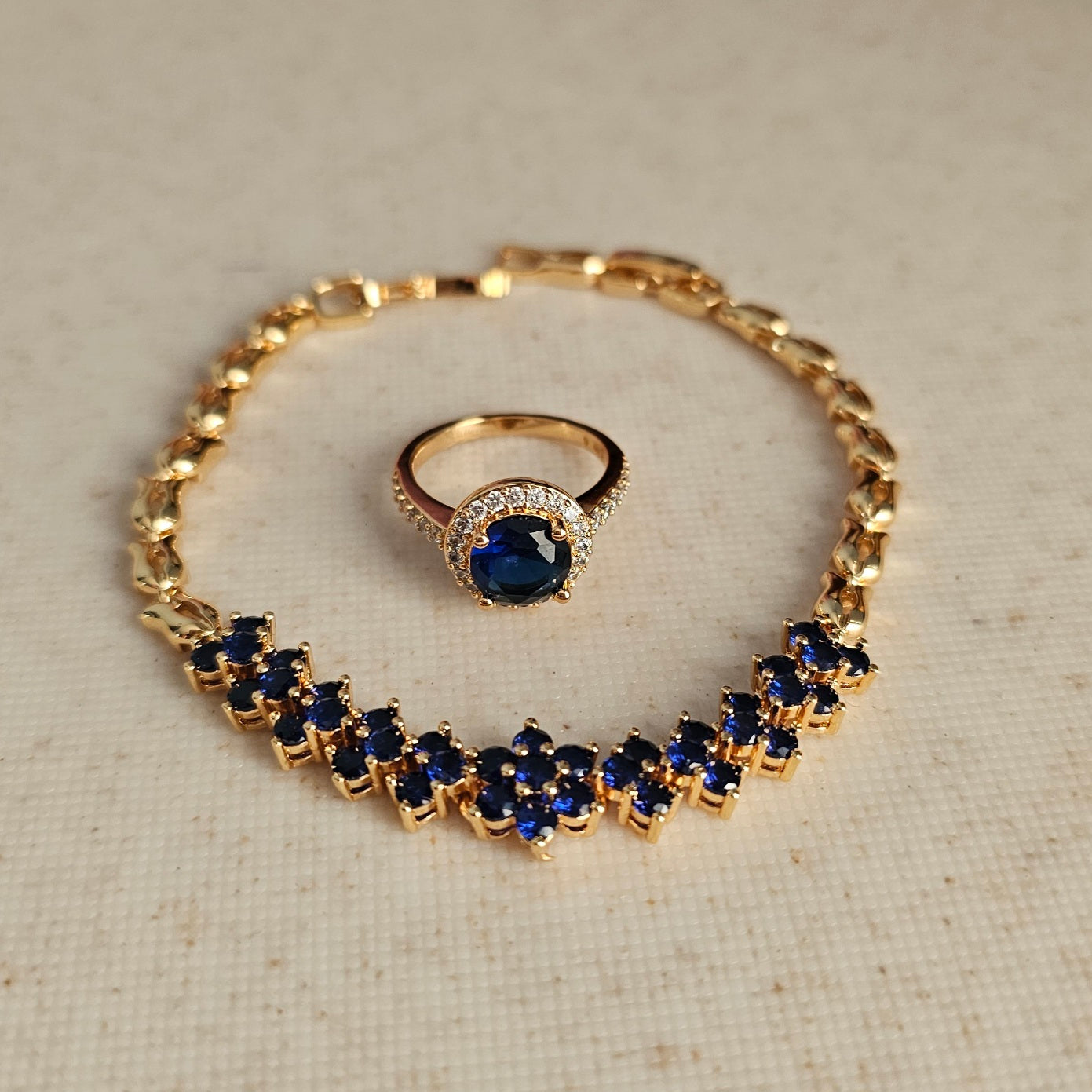 Blue Bracelet + Ring Set