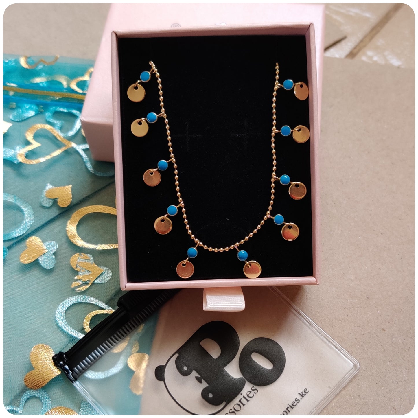 Circle Charms Blue Necklace